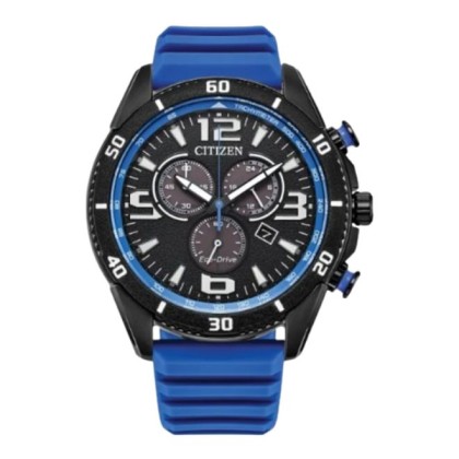Citizen Eco-Drive AT2586-05E 44.8mm Blue Silicone Strap Chronograph Analog Men Watch